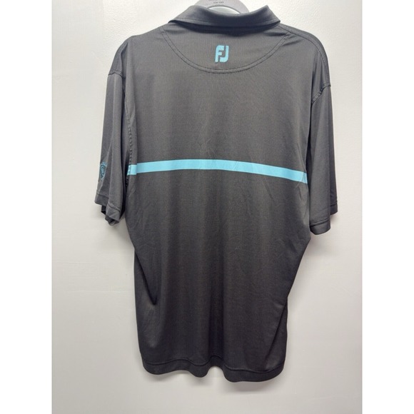 FJ FootJoy Polo Golf Shirt Short Sleeves‎ Dark Gray Turquoise Men's L #42 - Picture 5 of 7